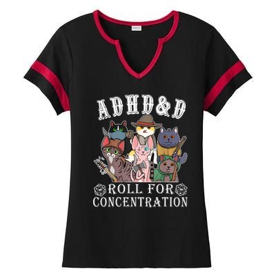 Cats Rpg Gamer Roll For Concentration D20 Dice Nerdy Ladies Halftime Notch Neck Tee