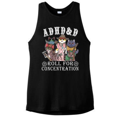 Cats Rpg Gamer Roll For Concentration D20 Dice Nerdy Ladies PosiCharge Tri-Blend Wicking Tank