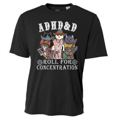 Cats Rpg Gamer Roll For Concentration D20 Dice Nerdy Cooling Performance Crew T-Shirt