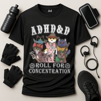 Cats Rpg Gamer Roll For Concentration D20 Dice Nerdy Performance Shirt