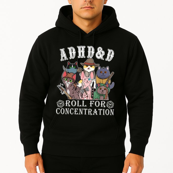 Cats Rpg Gamer Roll For Concentration D20 Dice Nerdy Hoodie