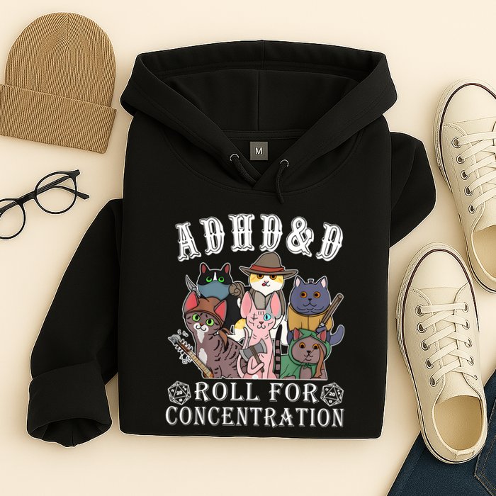 Cats Rpg Gamer Roll For Concentration D20 Dice Nerdy Hoodie