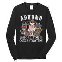 Cats Rpg Gamer Roll For Concentration D20 Dice Nerdy Long Sleeve Shirt