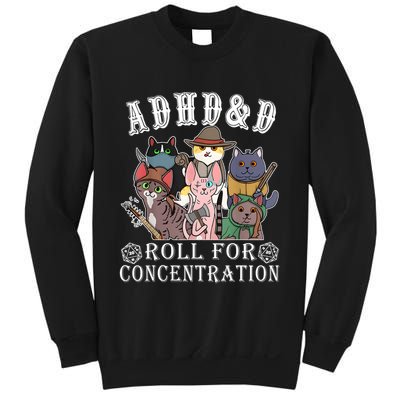 Cats Rpg Gamer Roll For Concentration D20 Dice Nerdy Sweatshirt