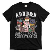 Cats Rpg Gamer Roll For Concentration D20 Dice Nerdy T-Shirt