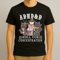 Cats Rpg Gamer Roll For Concentration D20 Dice Nerdy T-Shirt