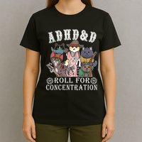 Cats Rpg Gamer Roll For Concentration D20 Dice Nerdy T-Shirt