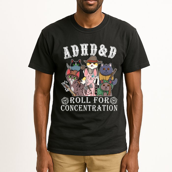 Cats Rpg Gamer Roll For Concentration D20 Dice Nerdy Tall T-Shirt