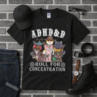 Cats Rpg Gamer Roll For Concentration D20 Dice Nerdy Tall T-Shirt