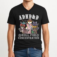 Cats Rpg Gamer Roll For Concentration D20 Dice Nerdy V-Neck T-Shirt