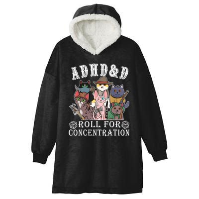 Cats Rpg Gamer Roll For Concentration D20 Dice Nerdy Hooded Wearable Blanket