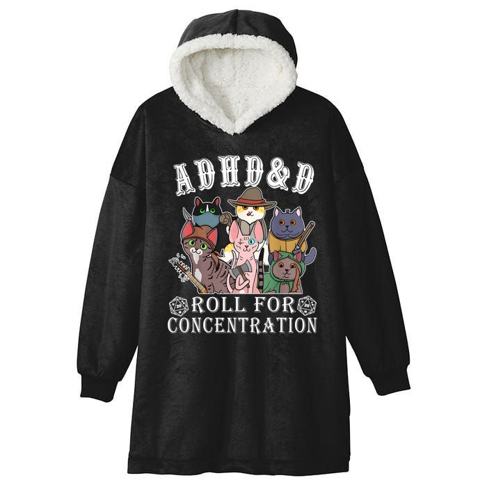 Cats Rpg Gamer Roll For Concentration D20 Dice Nerdy Hooded Wearable Blanket