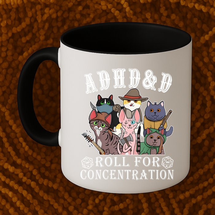 Cats Rpg Gamer Roll For Concentration D20 Dice Nerdy Mug