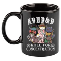 Cats Rpg Gamer Roll For Concentration D20 Dice Nerdy 11oz C Handle Ceramic Mug