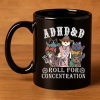 Cats Rpg Gamer Roll For Concentration D20 Dice Nerdy 11oz C Handle Ceramic Mug