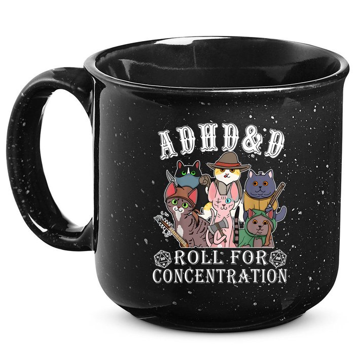 Cats Rpg Gamer Roll For Concentration D20 Dice Nerdy 15oz Campfire Ceramic Mug