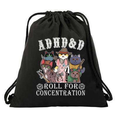 Cats Rpg Gamer Roll For Concentration D20 Dice Nerdy Drawstring Bag