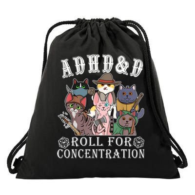 Cats Rpg Gamer Roll For Concentration D20 Dice Nerdy Drawstring Bag