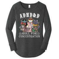 Cats Rpg Gamer Roll For Concentration D20 Dice Nerdy Women's Perfect Tri Tunic Long Sleeve Shirt