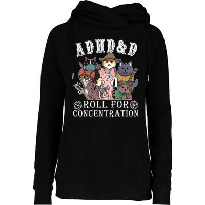 Cats Rpg Gamer Roll For Concentration D20 Dice Nerdy Womens Funnel Neck Pullover Hood