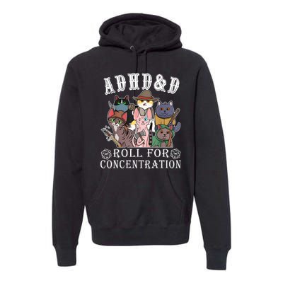 Cats Rpg Gamer Roll For Concentration D20 Dice Nerdy Premium Hoodie