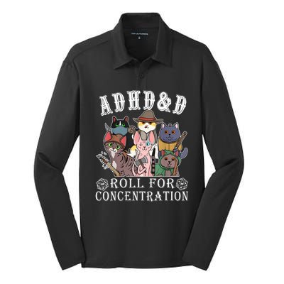 Cats Rpg Gamer Roll For Concentration D20 Dice Nerdy Silk Touch Performance Long Sleeve Polo