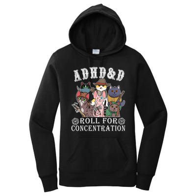 Cats Rpg Gamer Roll For Concentration D20 Dice Nerdy Women's Pullover Hoodie