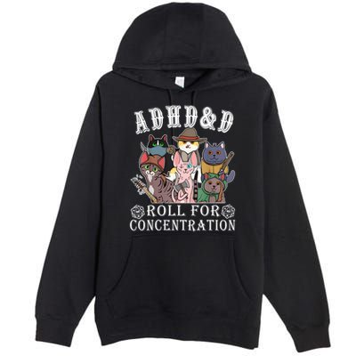 Cats Rpg Gamer Roll For Concentration D20 Dice Nerdy Premium Pullover Hoodie