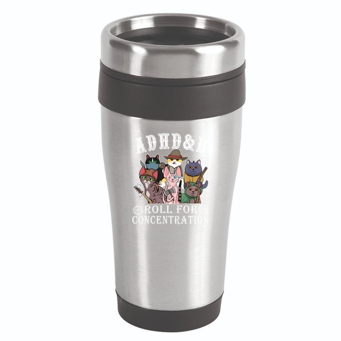 Cats Rpg Gamer Roll For Concentration D20 Dice Nerdy 16oz Travel Tumbler