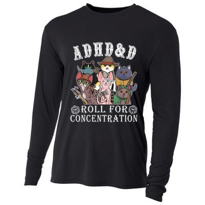 Cats Rpg Gamer Roll For Concentration D20 Dice Nerdy Cooling Performance Long Sleeve Crew
