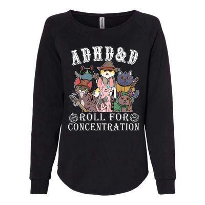 Cats Rpg Gamer Roll For Concentration D20 Dice Nerdy Womens California Wash Sweatshirt