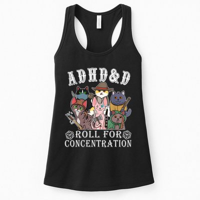 Cats Rpg Gamer Roll For Concentration D20 Dice Nerdy Womens Tank Top
