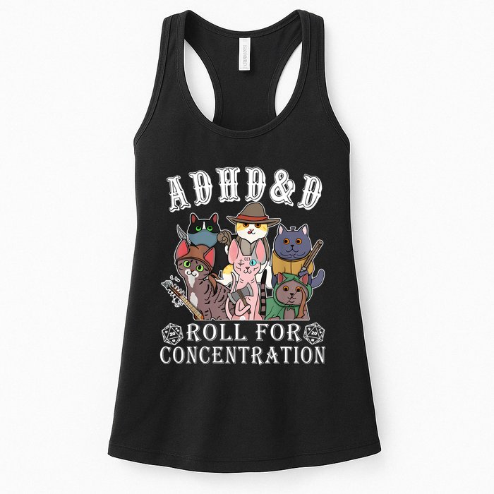 Cats Rpg Gamer Roll For Concentration D20 Dice Nerdy Womens Tank Top