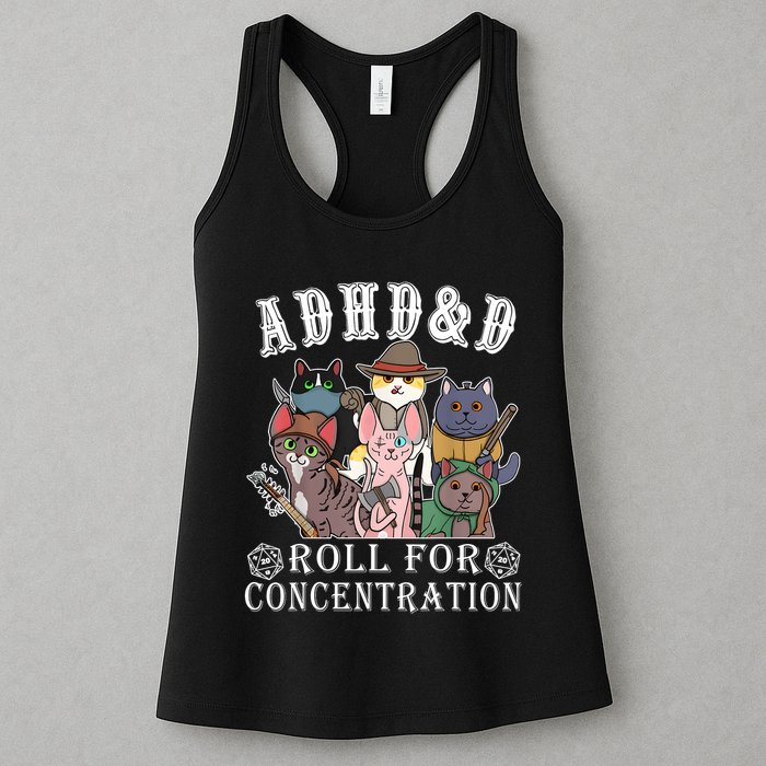Cats Rpg Gamer Roll For Concentration D20 Dice Nerdy Womens Tank Top