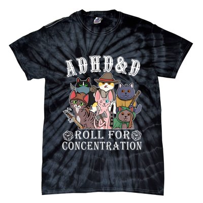 Cats Rpg Gamer Roll For Concentration D20 Dice Nerdy Tie-Dye T-Shirt