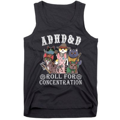 Cats Rpg Gamer Roll For Concentration D20 Dice Nerdy Tank Top