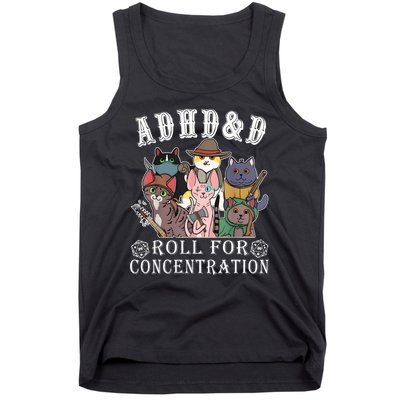 Cats Rpg Gamer Roll For Concentration D20 Dice Nerdy Tank Top