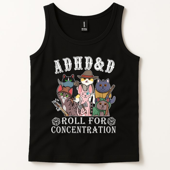 Cats Rpg Gamer Roll For Concentration D20 Dice Nerdy Tank Top