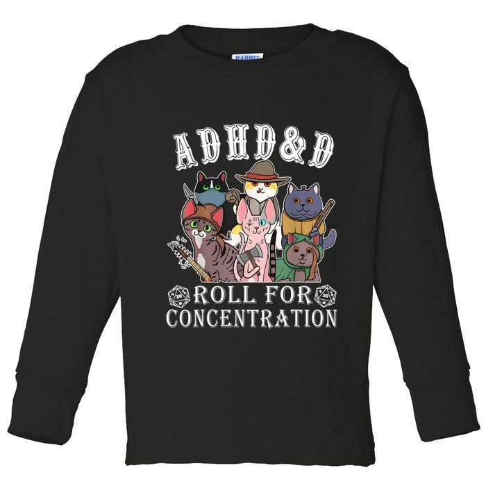 Cats Rpg Gamer Roll For Concentration D20 Dice Nerdy Toddler Long Sleeve Shirt