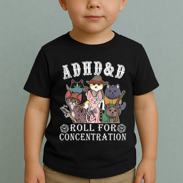 Cats Rpg Gamer Roll For Concentration D20 Dice Nerdy Toddler T-Shirt