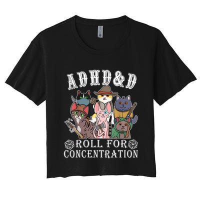 Cats Rpg Gamer Roll For Concentration D20 Dice Nerdy Crop Top