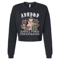 Cats Rpg Gamer Roll For Concentration D20 Dice Nerdy Cropped Pullover Crew