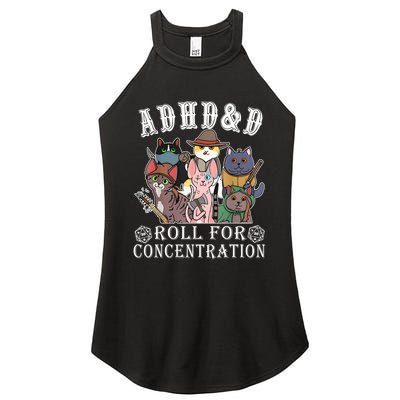Cats Rpg Gamer Roll For Concentration D20 Dice Nerdy Women's Perfect Tri Rocker Tank