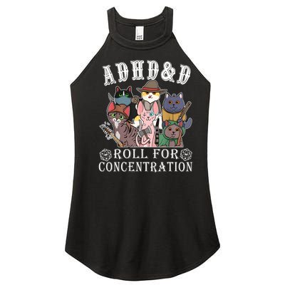 Cats Rpg Gamer Roll For Concentration D20 Dice Nerdy Women's Perfect Tri Rocker Tank