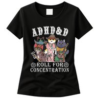 Cats Rpg Gamer Roll For Concentration D20 Dice Nerdy Womens T-Shirt