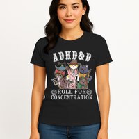 Cats Rpg Gamer Roll For Concentration D20 Dice Nerdy Womens T-Shirt