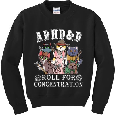 Cats Rpg Gamer Roll For Concentration D20 Dice Nerdy Kids Sweatshirt