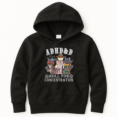 Cats Rpg Gamer Roll For Concentration D20 Dice Nerdy Kids Hoodie