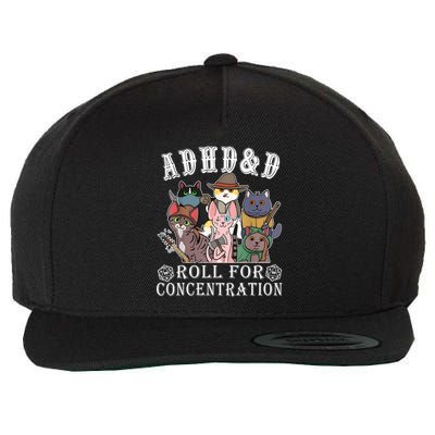 Cats Rpg Gamer Roll For Concentration D20 Dice Nerdy Wool Snapback Cap