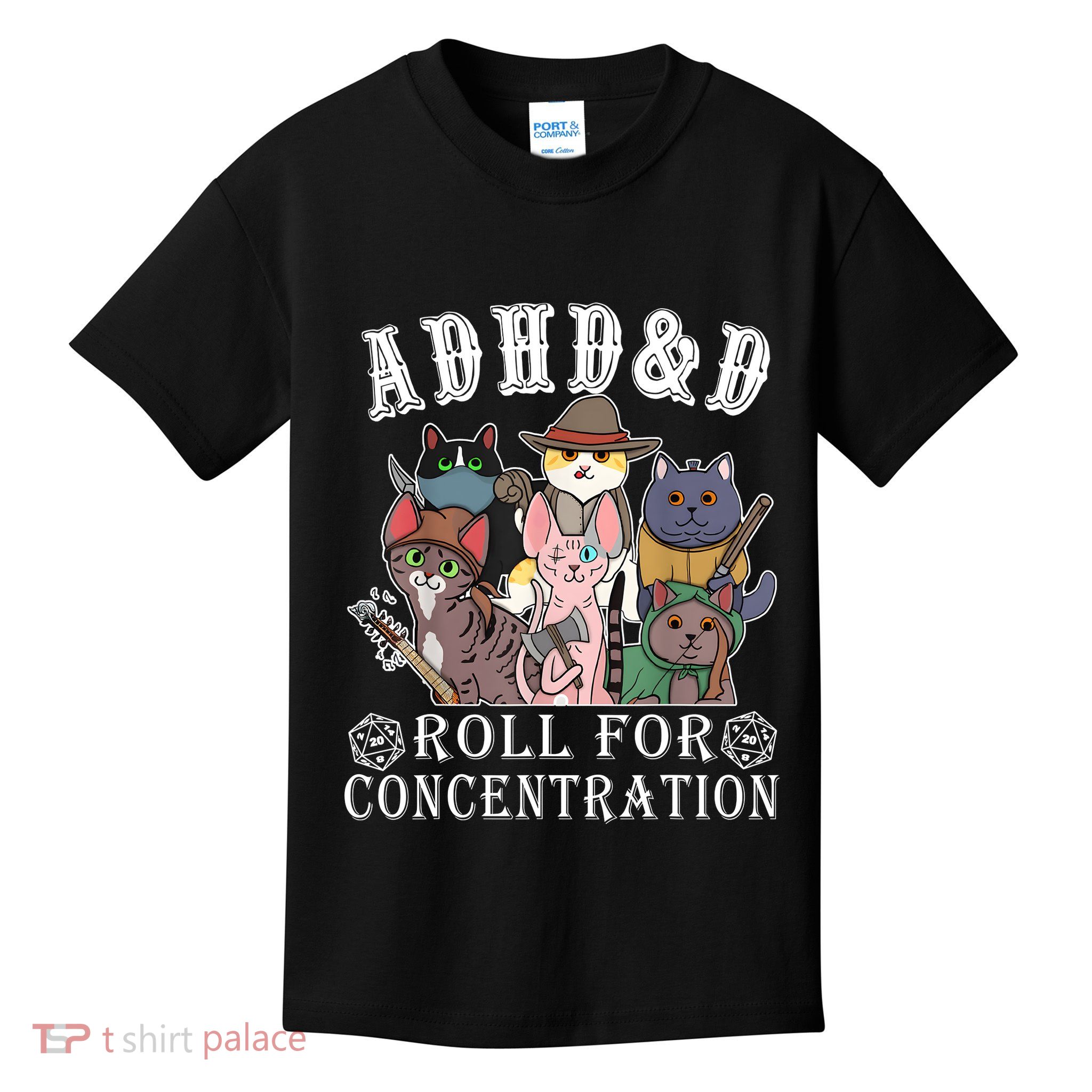 Cats Rpg Gamer Roll For Concentration D20 Dice Nerdy Kids T-Shirt